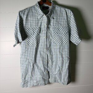 Double RL Ralph Lauren Short Sleeve Blue & White Check  Linen Blend Size Large